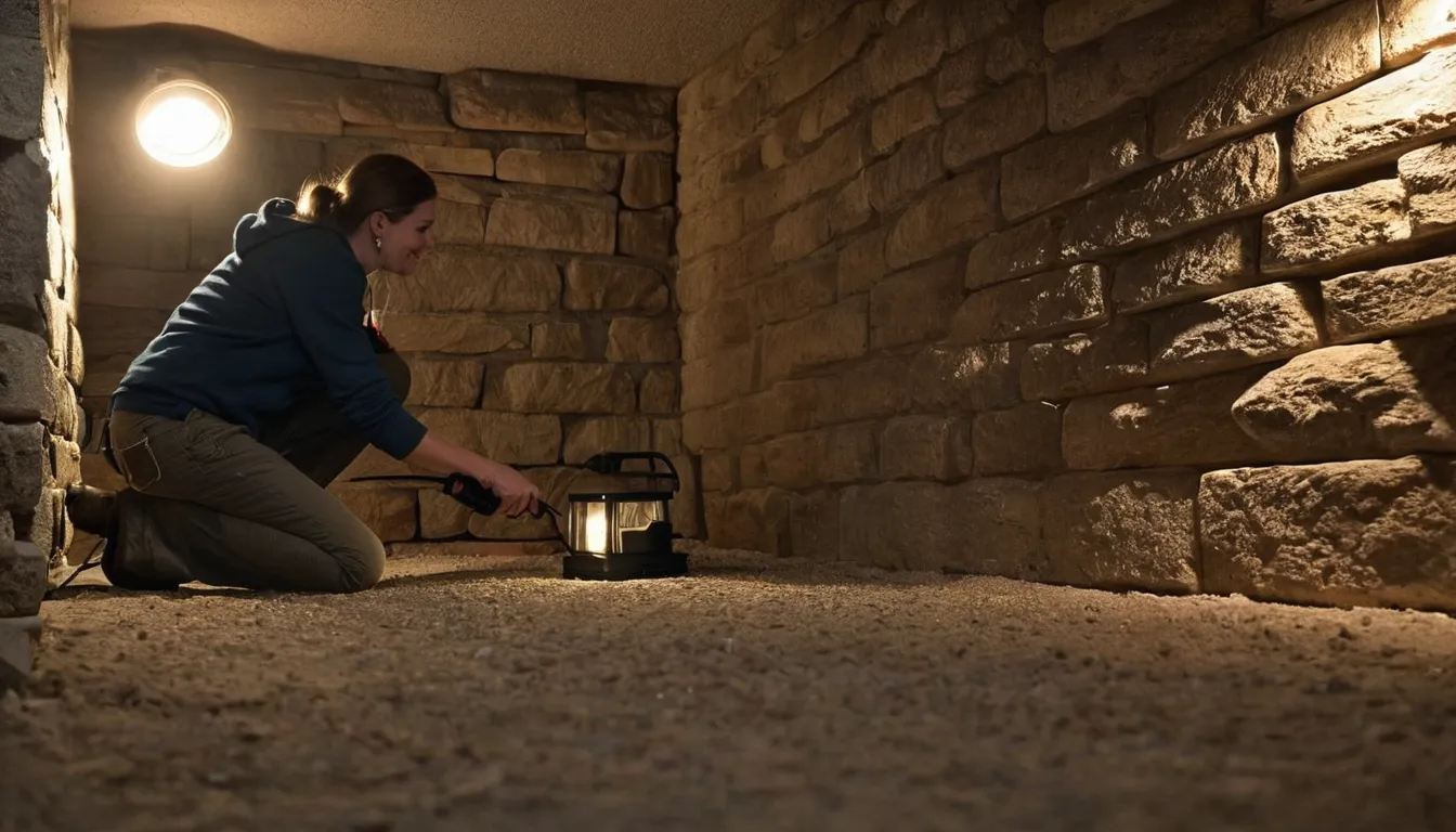A provider inspecting an old stone foundation in the Peapack and Gladstone area